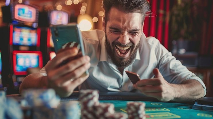 Pengguna membaca catatan hadiah secara mobile